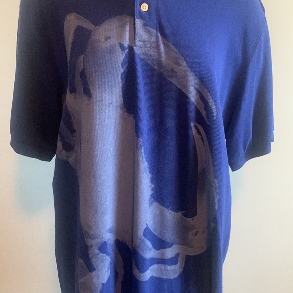 Chaps Mens XL Blue Shortsleeve Polo Shirt with Crab Graphic design